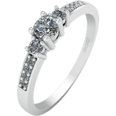 Diamanter - Messing Smykker Smykkekæden Josephine Ring - White Gold/Diamonds
