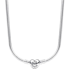 Pandora Dame Halskæder Pandora Moments Heart Clasp Snake Chain Necklace - Silver