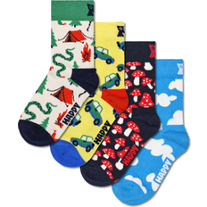 Happy Socks Kid's Little Camper Gift Set 4-pack - White/Yellow/Navy/Light Blue/Green
