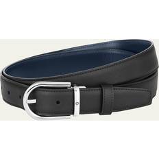 Montblanc Reversible Horseshoe Leather Belt 30mm Blue/Black Grain