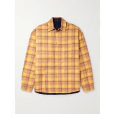 Balenciaga Reversible Checked Cotton-Flannel Shirt Men Yellow