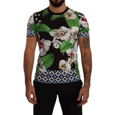 Blomstrede T-shirts Dolce & Gabbana Floral Print Crewneck T-shirt - Black