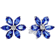 Pandora Krystal Smykker Pandora Sparkling Herbarium Cluster Stud Earrings - Silver/Blue