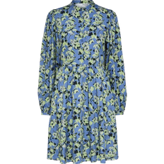 10 - Blå - Dame - S Kjoler Selected Jana Floral Mini Dress - Ultramarine