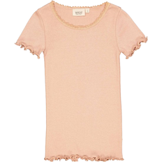 68 - Blonder Overdele Wheat Rib Lace S/S T-shirt - Rose Dawn (0051h-007-2031)