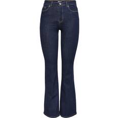 Dame - Viskose Jeans Only Flared Fit High Waist Jeans - Blue/Dark Blue Denim