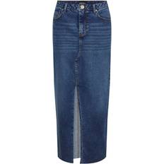 26 - Dame - Slids Tøj Pieces Jessie Denim Skirt - Medium Blue Denim