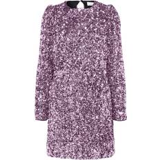 54 - Paillet Tøj Selected Sequin Mini Dress - Pink Lavender
