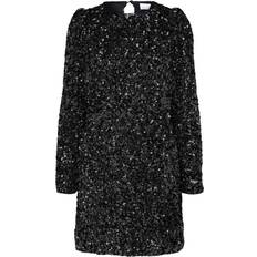 Dame - Paillet - Polyester - Sort Tøj Selected Sequin Mini Dress - Black