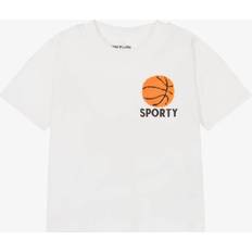 Mini Rodini Bionic Finish Eko® Børnetøj Mini Rodini White Basketball Chenille Emb T-shirt-116/122