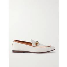 Gucci Herre Sko Gucci Joardaan Horsebit Leather-Trimmed Coated-Canvas Loafers Men White