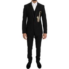 Dolce & Gabbana Black Wool Silk Saxophone Slim Fit Suit IT46