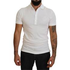 Dolce & Gabbana Herre T-shirts Dolce & Gabbana White Cotton Logo Short Sleeve Polo T-shirt IT44