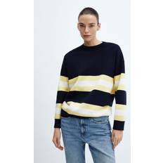 Mango Blå Tøj Mango Striped Knit Sweater Kvinde Sweaters Plus hos Magasin Navy