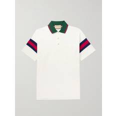 Gucci Overdele Gucci Striped Cotton-Piqué Polo Shirt Men White