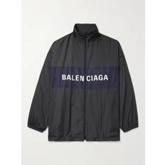 Balenciaga Oversized Logo-Print Colour-Block Shell Jacket Men Black