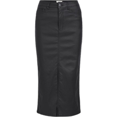 Object Polyamid Tøj Object Naya Coated Midi Skirt - Black