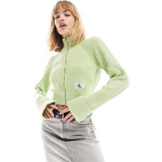 Calvin Klein Trøjer Calvin Klein Jeans Mintgrøn sweater-cardigan med monogram-logo