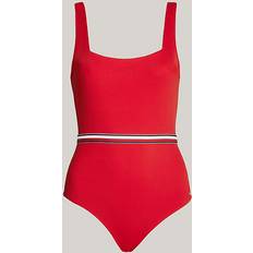 Tommy Hilfiger S Badedragter Tommy Hilfiger Global Stripe Square Neck One-Piece Swimsuit PRIMARY RED