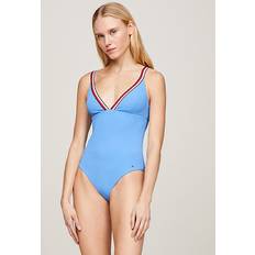 Tommy Hilfiger 38 Badedragter Tommy Hilfiger Global Stripe Triangle One-Piece Swimsuit BLUE SPELL