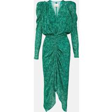 Isabel Marant Dame - Grøn Tøj Isabel Marant puff-sleeve velvet midi dress green