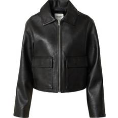 Abercrombie & Fitch Overtøj Abercrombie & Fitch Kort sort trucker-jakke imiteret læder-Black