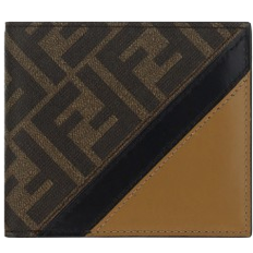 Fendi Fabric and Leather Bifold Wallet - Brown