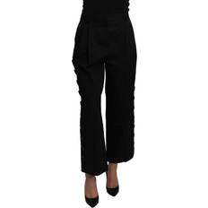 Dolce & Gabbana Dame Bukser Dolce & Gabbana Black High Waist Cropped Cotton Stretch Pants IT40