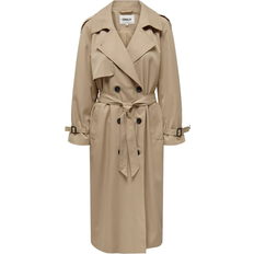 Dame - XXL Frakker Only Chloe Double Breasted Trenchcoat - Brown/Tannin