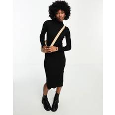 New Look 32 - Dame Tøj New Look Ribstrikket kjole med slids siden sort-Black