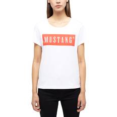 Mustang Bomuld Tøj Mustang t-shirt regular fit halbarm-shirt Weiß