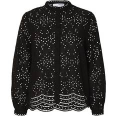 36 - Dame - L Skjorter Selected Broderie Anglaise Shirt - Black