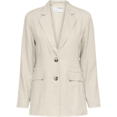 36 - Dame - L Blazere Selected Viva Relaxed Fit Blazer - Sand Shell
