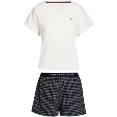 Tommy Hilfiger Jersey Nattøj Tommy Hilfiger Original Jersey T-Shirt And Shorts Pyjama Set - Ivory/Desert Sky Grid Check
