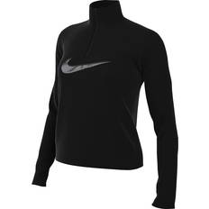 Dame - Høj krave - S T-shirts & Toppe Nike Women's Dri-FIT Swoosh 1/4-Zip Running Top - Black/Cool Grey