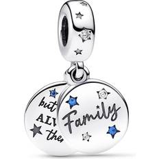 Pandora Krystal Smykker Pandora Family Love Double Dangle Charm - Silver/Blue/Transparent