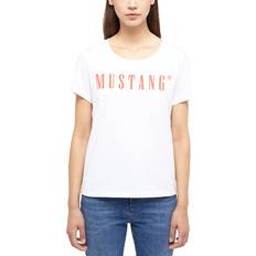 Mustang Bomuld Tøj Mustang t-shirt regular-fit fit halbarm-shirt Weiß