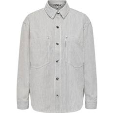4 - 48 - Stribede Tøj Only Striped Overshirt - White