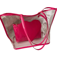 Strandtasker Shein 2pcs Heart Shaped Decor Transparent Jelly Beach Bag - Pink