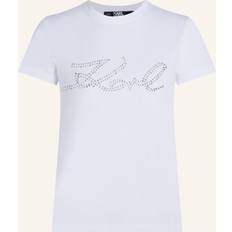 Karl Lagerfeld 50 Tøj Karl Lagerfeld signatur-t-shirt Mit Strass, Frau, Weiss, Größe: