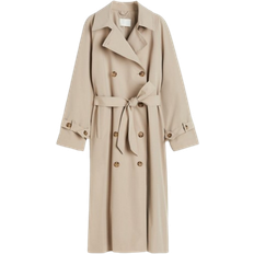 H&M Beige Overtøj H&M Double-Breasted Trench Coat - Beige