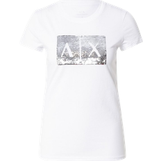Batik T-shirts Armani Exchange Sequin Logo T-shirt - White