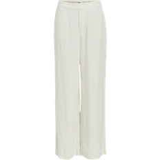 Object Hvid Tøj Object Sanne Aline Linen Blend Wide Leg Trousers - Sandshell