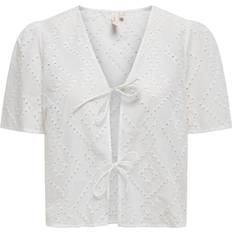 36 - Dame - L Bluser Only Tie String Top - White/Bright White