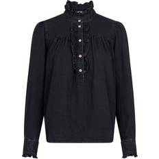 36 - 3XL - Dame Bluser Neo Noir Justine Denim Shirt - Black