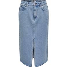 32 - 4 - Slids Nederdele Only Bianca Midi Skirt - Blue/Light Blue Denim