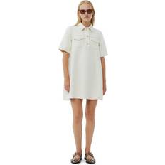 Ganni Bomuld Tøj Ganni Heavy Denim Mini Dress in White Organic Cotton Women's