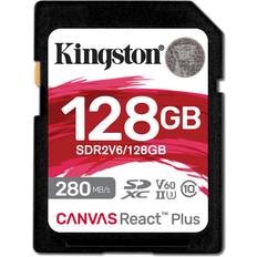 Kingston 128 GB Hukommelseskort & USB Stik Kingston Canvas React Plus SDXC Class 10 UHS-II U3 V60 280/100MB/s 128GB