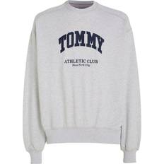 Tommy Hilfiger Grå Sweatere Tommy Hilfiger Jeans Sølvgrå unisex-sweatshirt med rund hals firkantet pasform