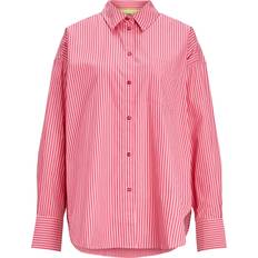 4 - 48 - Stribede Tøj JJXX Jamie Relaxed Poplin Shirt - Pink/Cerise